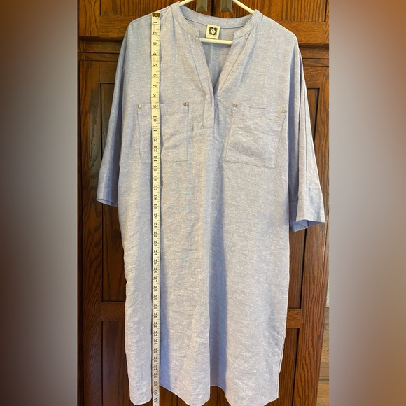 Anne Klein Linen/Viscose blend, light blue Dress, Beach Cover, Caftan, Size 12 - Picture 7 of 10